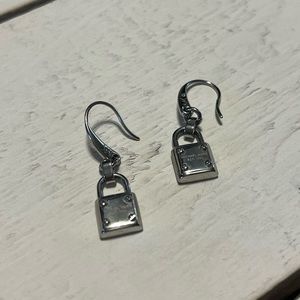 Michael Kors silver lock shaped earrings